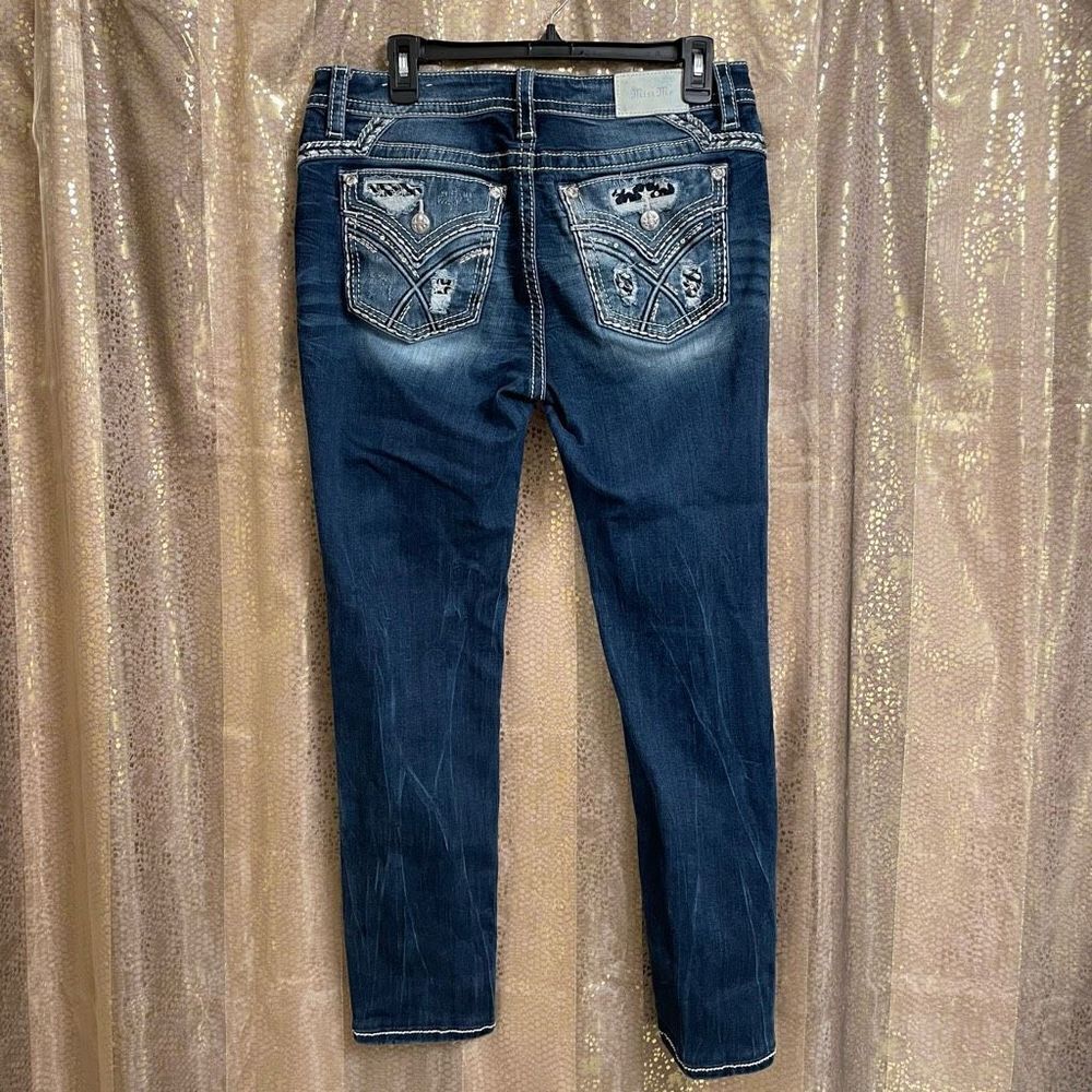 Miss Me Rhinestone Western Curvy Skinny Jeans, Size 12/30